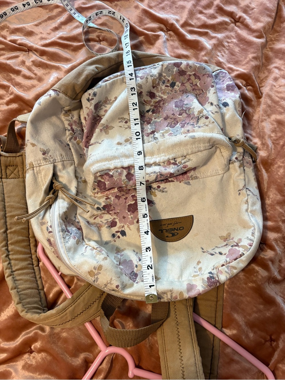 O'Neill Cream Backpack with Dusty Rose Floral Print - Picture 7 of 12
